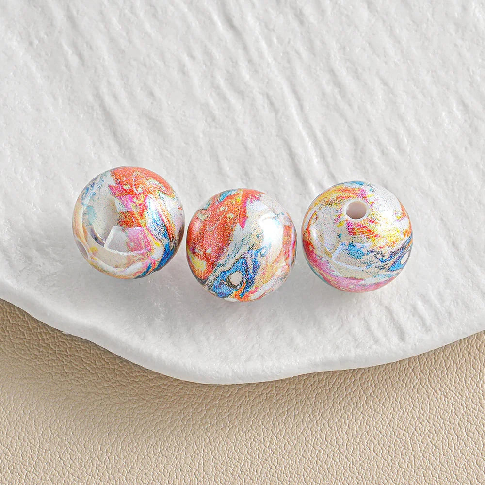 16mm Printed Dream Round Acrylic Beads Aperture 1.5mm | Acrylic Bead for DIY Bracelet Keychain Jewelry Making