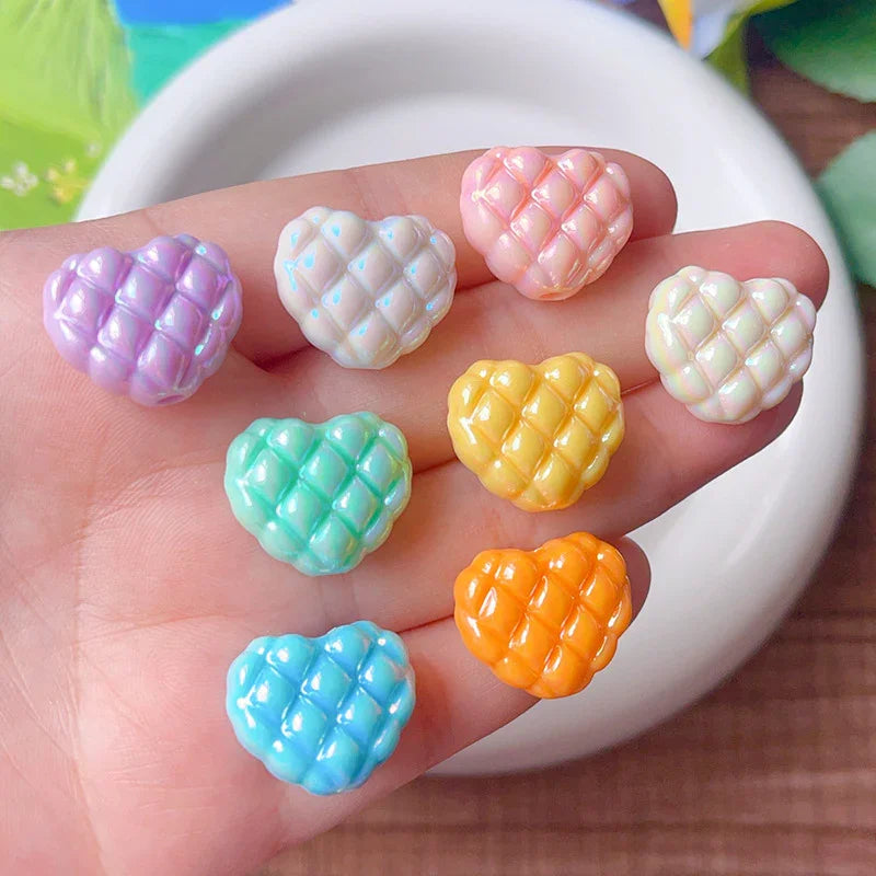 Plaid Heart Beads Dopamine Love Beads | Acrylic Bead for DIY Bracelet Keychain Jewelry Making