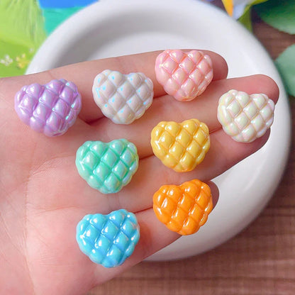 Plaid Heart Beads Dopamine Love Beads