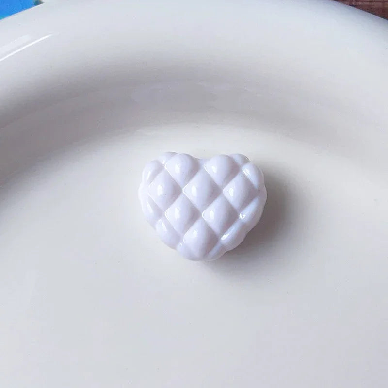 Plaid Heart Beads Dopamine Love Beads | Acrylic Bead for DIY Bracelet Keychain Jewelry Making