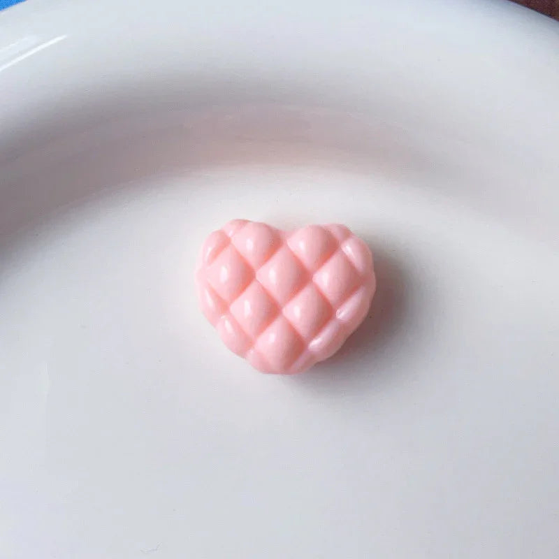 Plaid Heart Beads Dopamine Love Beads | Acrylic Bead for DIY Bracelet Keychain Jewelry Making