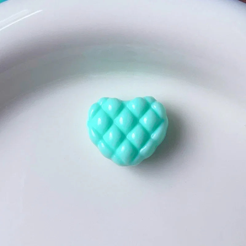 Plaid Heart Beads Dopamine Love Beads | Acrylic Bead for DIY Bracelet Keychain Jewelry Making