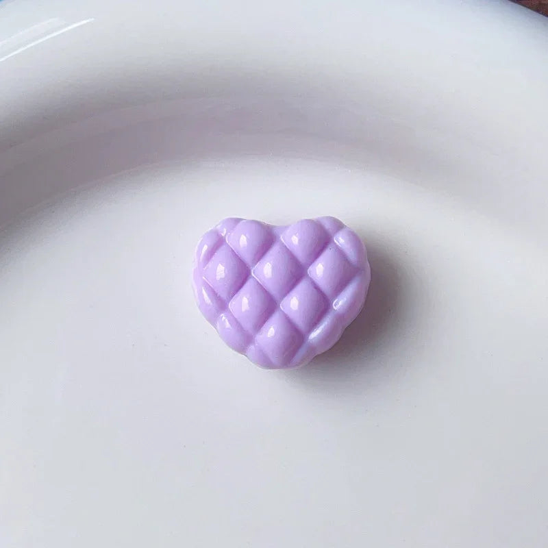 Plaid Heart Beads Dopamine Love Beads | Acrylic Bead for DIY Bracelet Keychain Jewelry Making