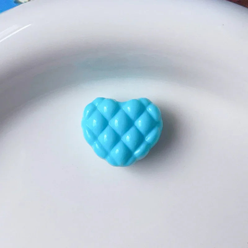Plaid Heart Beads Dopamine Love Beads | Acrylic Bead for DIY Bracelet Keychain Jewelry Making