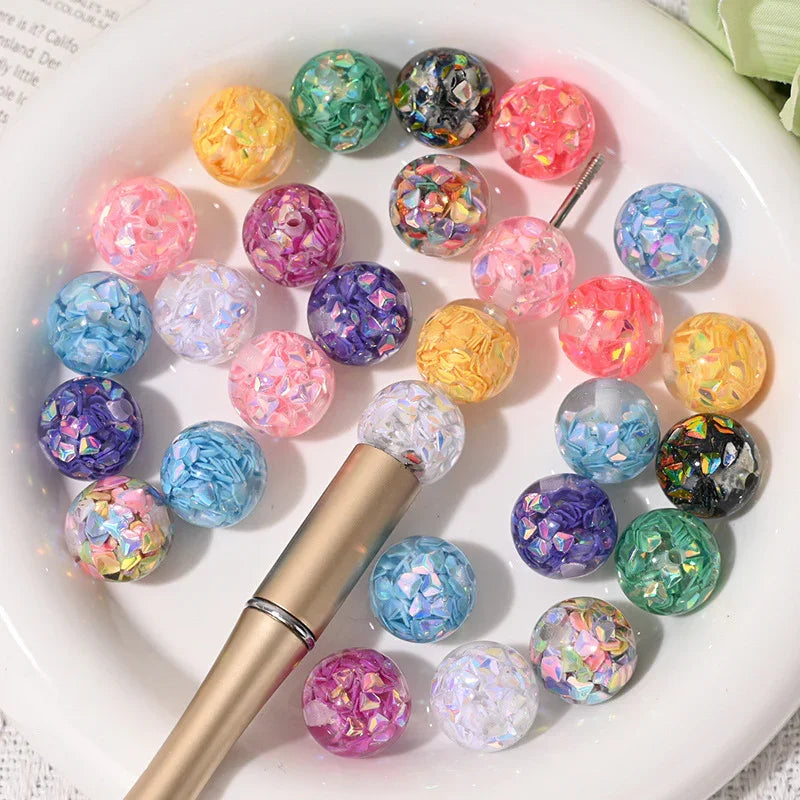 16mm Color Drill Sequins Straight Hole Resin Beads | Acrylic Bead for DIY Bracelet Keychain Jewelry Making