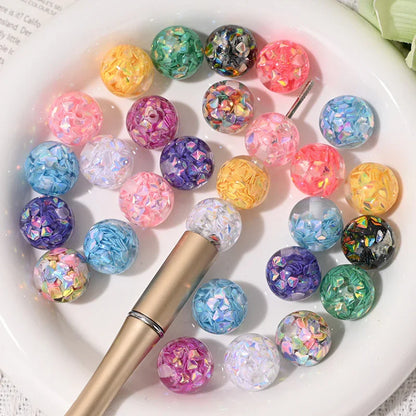 16mm Color Drill Sequins Straight Hole Resin Beads