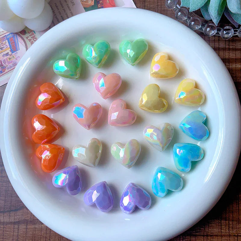 Solid Color Colored Cream Cut Love Beads | Acrylic Bead for DIY Bracelet Keychain Jewelry Making