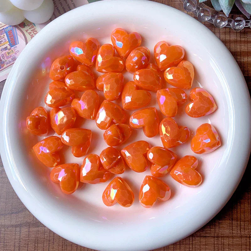 Solid Color Colored Cream Cut Love Beads | Acrylic Bead for DIY Bracelet Keychain Jewelry Making