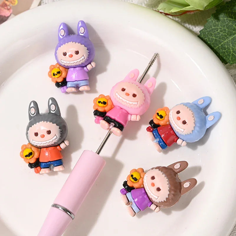 Cartoon Cloth Rubber Beads Cross-border Explosions Beaded Pen | Acrylic Bead for DIY Bracelet Keychain Jewelry Making
