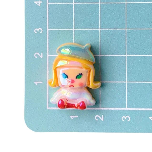 UV Plating Cartoon Cute Straight Hole Shaped Beads Bubble Mart Sitting | DIY Sports Fan Bracelet & Keychain Craft Bead