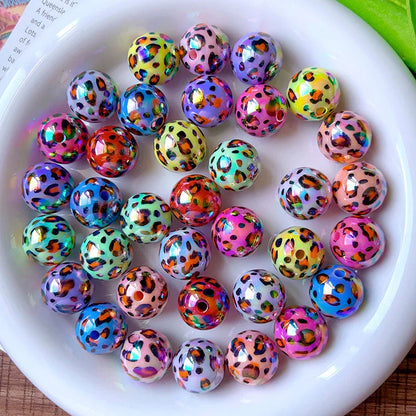 UV Plating Two-color Leopard Through-hole Beads