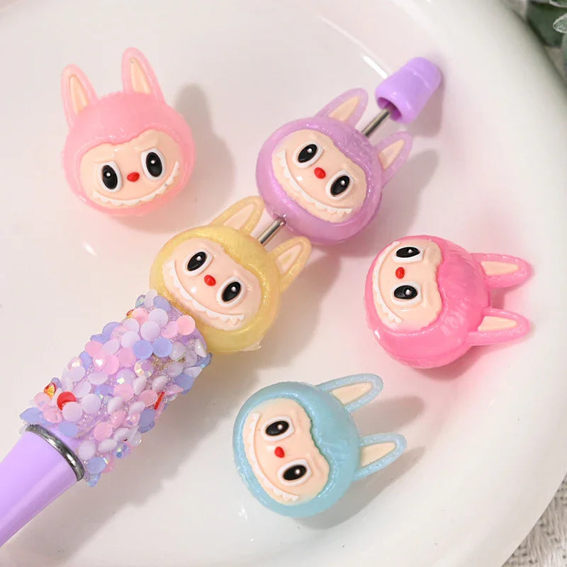 Soft Rubber Cartoon Cloth Cloth Head Straight Hole Beads | Acrylic Bead for DIY Bracelet Keychain Jewelry Making