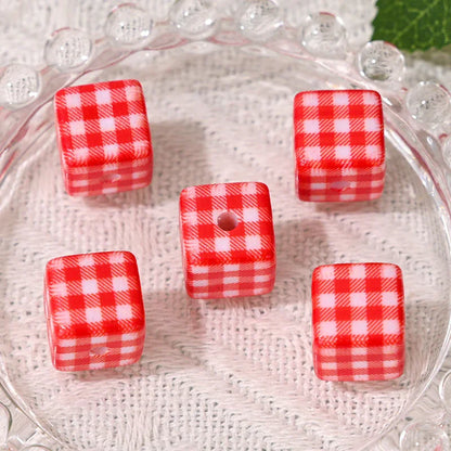 All-match Check Square Through Hole Bead
