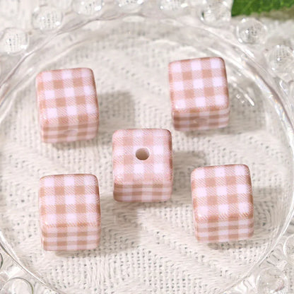 All-match Check Square Through Hole Bead