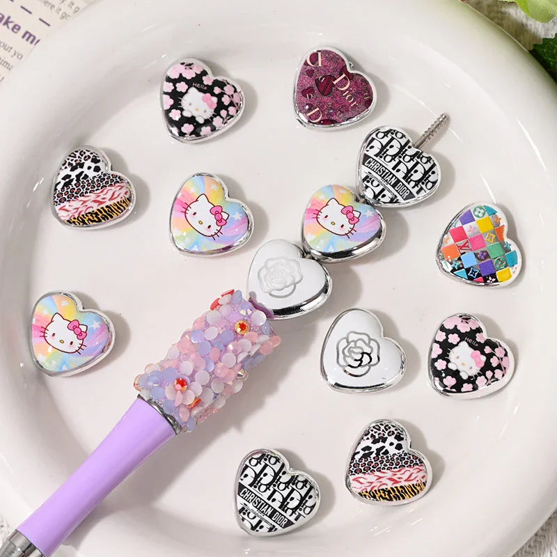 Cartoon Love Printed Beads KT Cat Beads