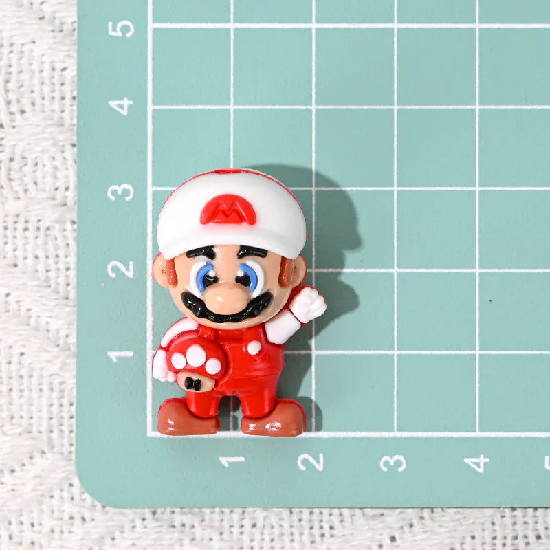 Cartoon Mario Three-dimensional Rubber Beads Through Hole Adorable Grains | Silicone Focal Bead for DIY Keychain & Pen Wrap