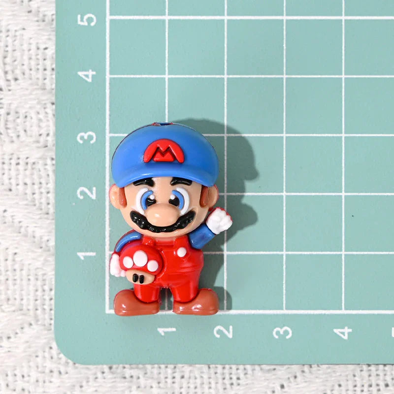 Cartoon Mario Three-dimensional Rubber Beads Through Hole Adorable Grains | Silicone Focal Bead for DIY Keychain & Pen Wrap
