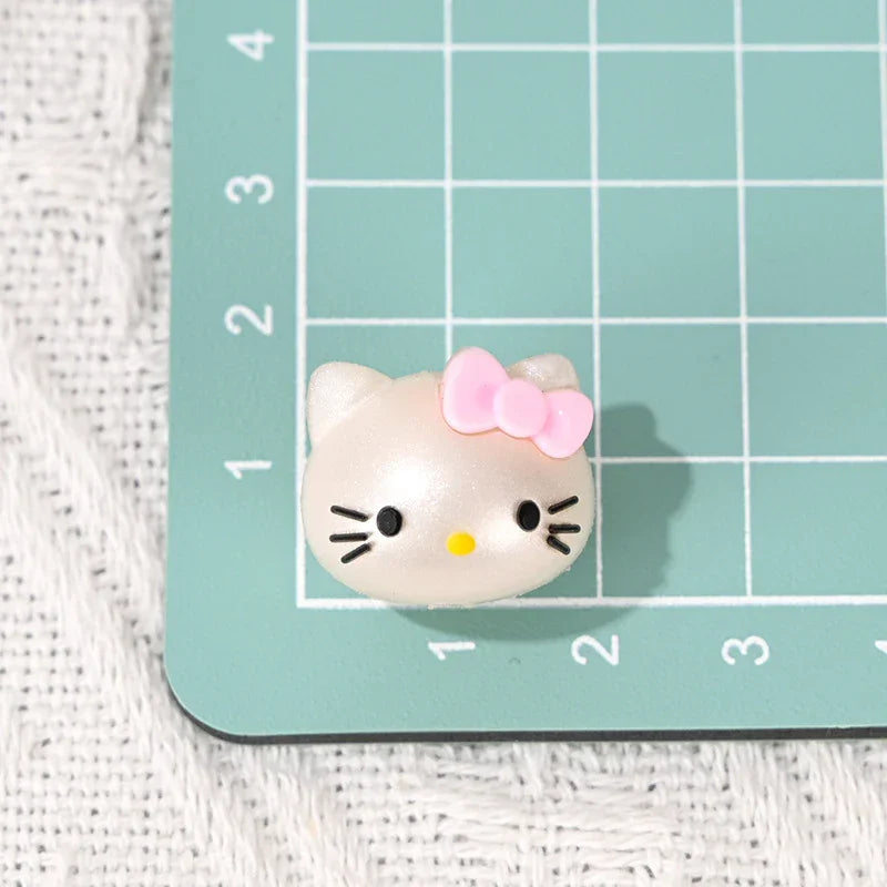 Cartoon Rubber Kt Cat Beaded with Holes | Silicone Focal Bead for DIY Keychain & Pen Wrap