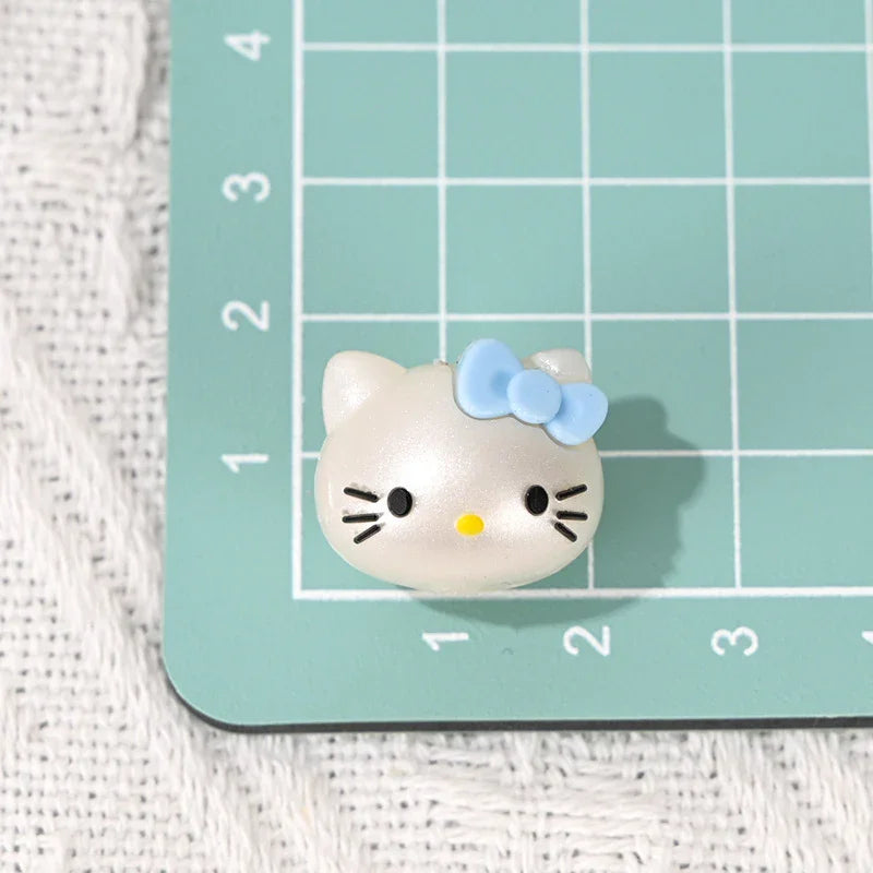 Cartoon Rubber Kt Cat Beaded with Holes | Silicone Focal Bead for DIY Keychain & Pen Wrap