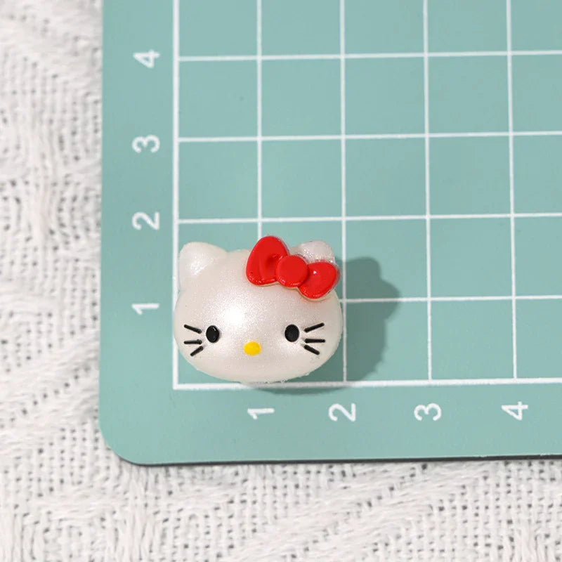 Cartoon Rubber Kt Cat Beaded with Holes | Silicone Focal Bead for DIY Keychain & Pen Wrap