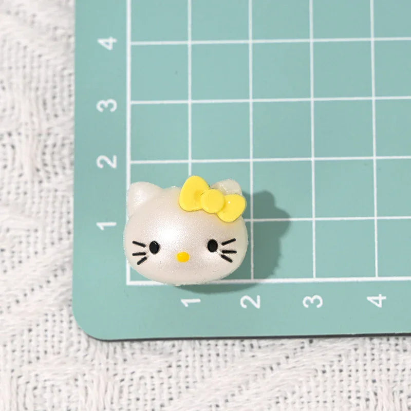 Cartoon Rubber Kt Cat Beaded with Holes | Silicone Focal Bead for DIY Keychain & Pen Wrap
