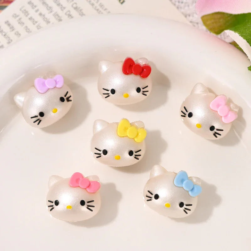 Cartoon Rubber Kt Cat Beaded with Holes | Silicone Focal Bead for DIY Keychain & Pen Wrap