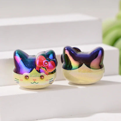 Cartoon Three-dimensional Cute Cat KT Straight Hole Loose Beads