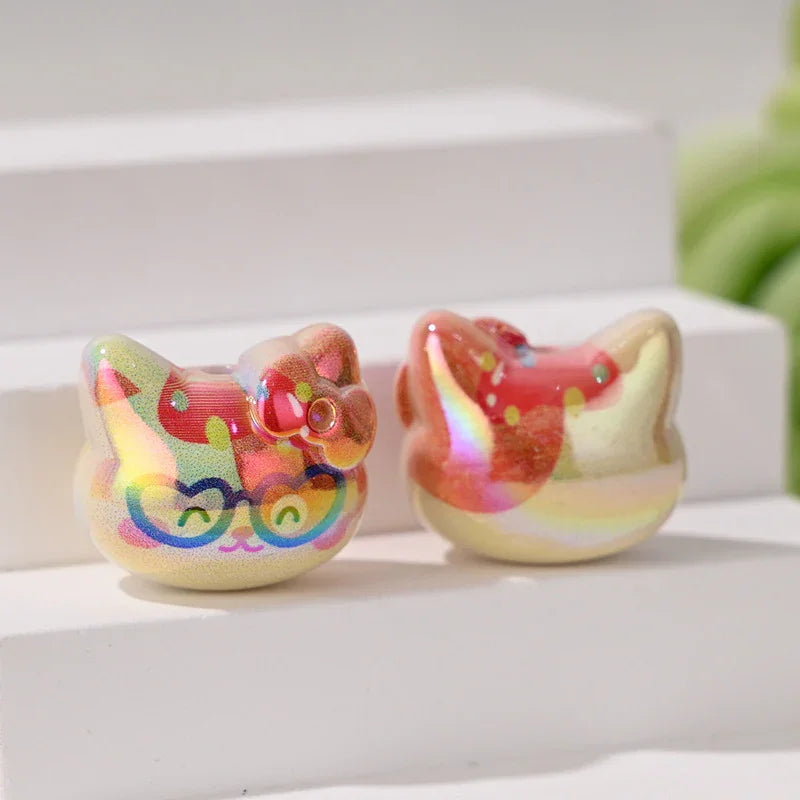 Cartoon Three-dimensional Cute Cat KT Straight Hole Loose Beads