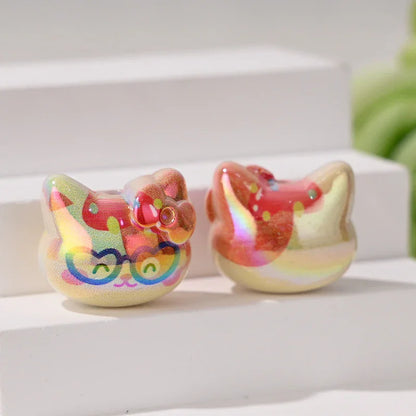 Cartoon Three-dimensional Cute Cat KT Straight Hole Loose Beads
