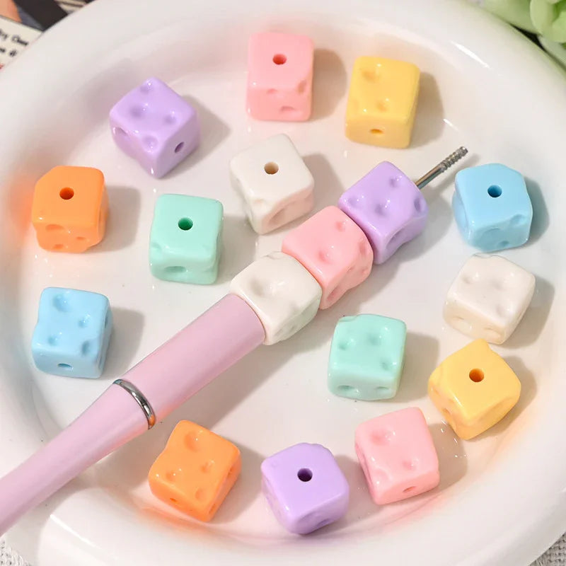 Dopamine Cheese Squares Loose Beads | Acrylic Bead for DIY Bracelet Keychain Jewelry Making