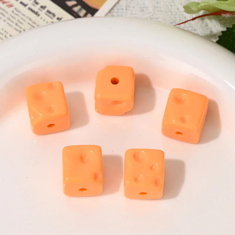 Dopamine Cheese Squares Loose Beads | Acrylic Bead for DIY Bracelet Keychain Jewelry Making