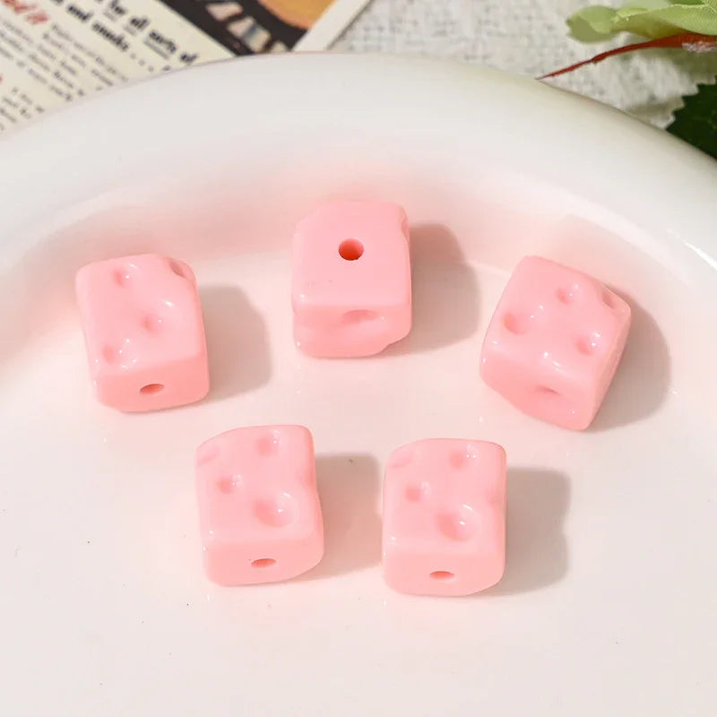 Dopamine Cheese Squares Loose Beads | Acrylic Bead for DIY Bracelet Keychain Jewelry Making