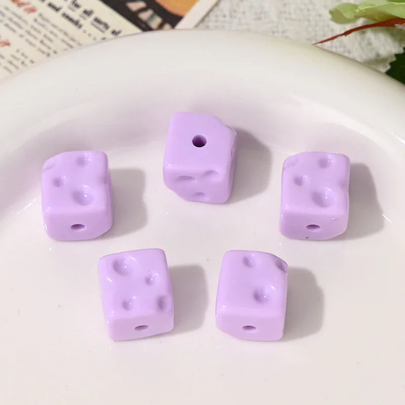 Dopamine Cheese Squares Loose Beads | Acrylic Bead for DIY Bracelet Keychain Jewelry Making
