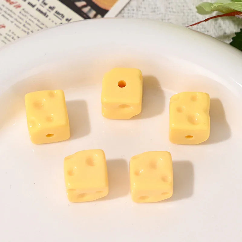Dopamine Cheese Squares Loose Beads | Acrylic Bead for DIY Bracelet Keychain Jewelry Making