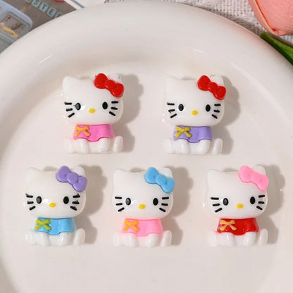 Sitting Posture Hello Kitty Cartoon Rubber Beads KT Cat Bow with Holes Loose Beads