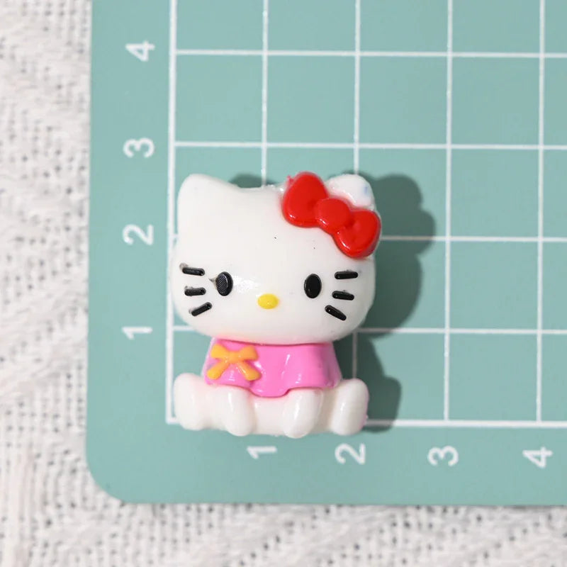Sitting Posture Hello Kitty Cartoon Rubber Beads KT Cat Bow with Holes Loose Beads