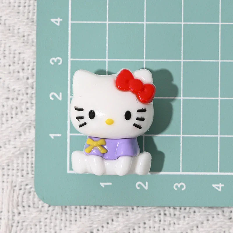 Sitting Posture Hello Kitty Cartoon Rubber Beads KT Cat Bow with Holes Loose Beads