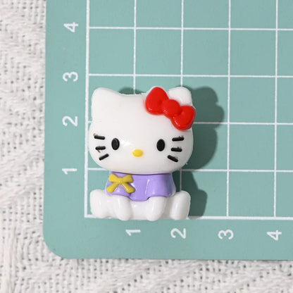 Sitting Posture Hello Kitty Cartoon Rubber Beads KT Cat Bow with Holes Loose Beads