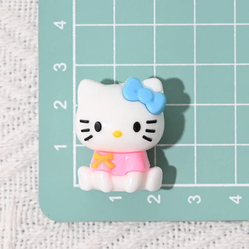 Sitting Posture Hello Kitty Cartoon Rubber Beads KT Cat Bow with Holes Loose Beads