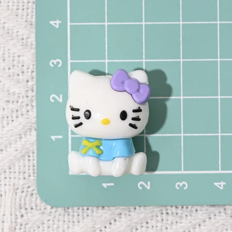 Sitting Posture Hello Kitty Cartoon Rubber Beads KT Cat Bow with Holes Loose Beads