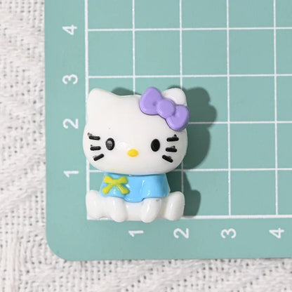 Sitting Posture Hello Kitty Cartoon Rubber Beads KT Cat Bow with Holes Loose Beads