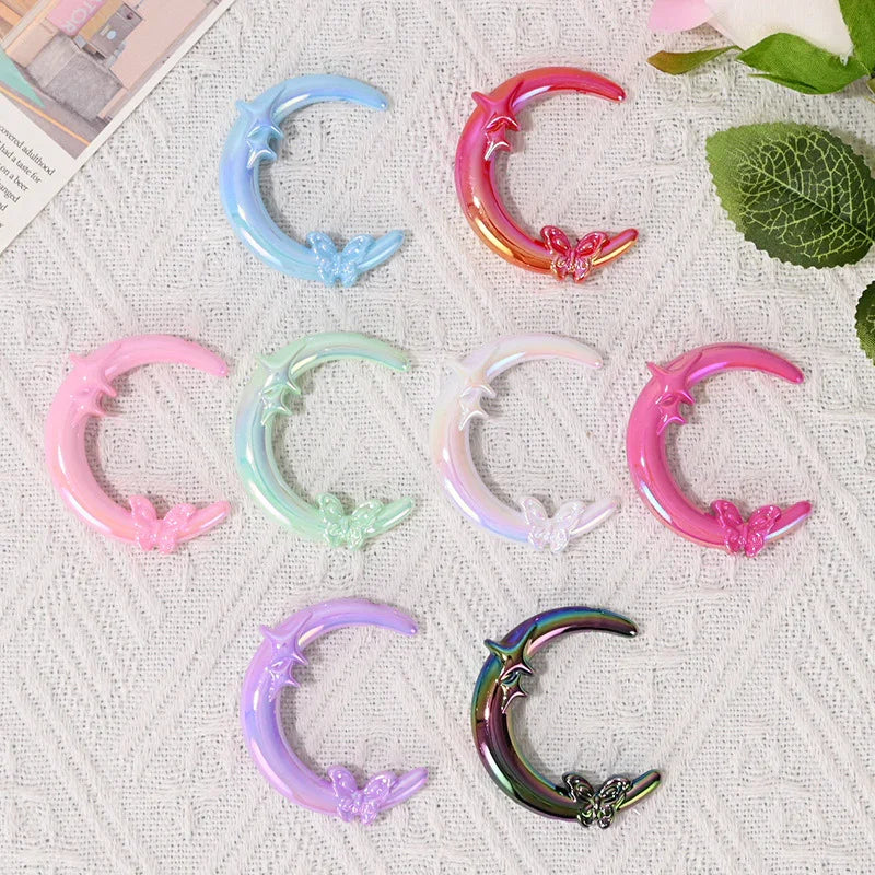 UV Plating Vertical Hole Moon with Butterfly Shaped Beads | DIY Sports Fan Bracelet & Keychain Craft Bead