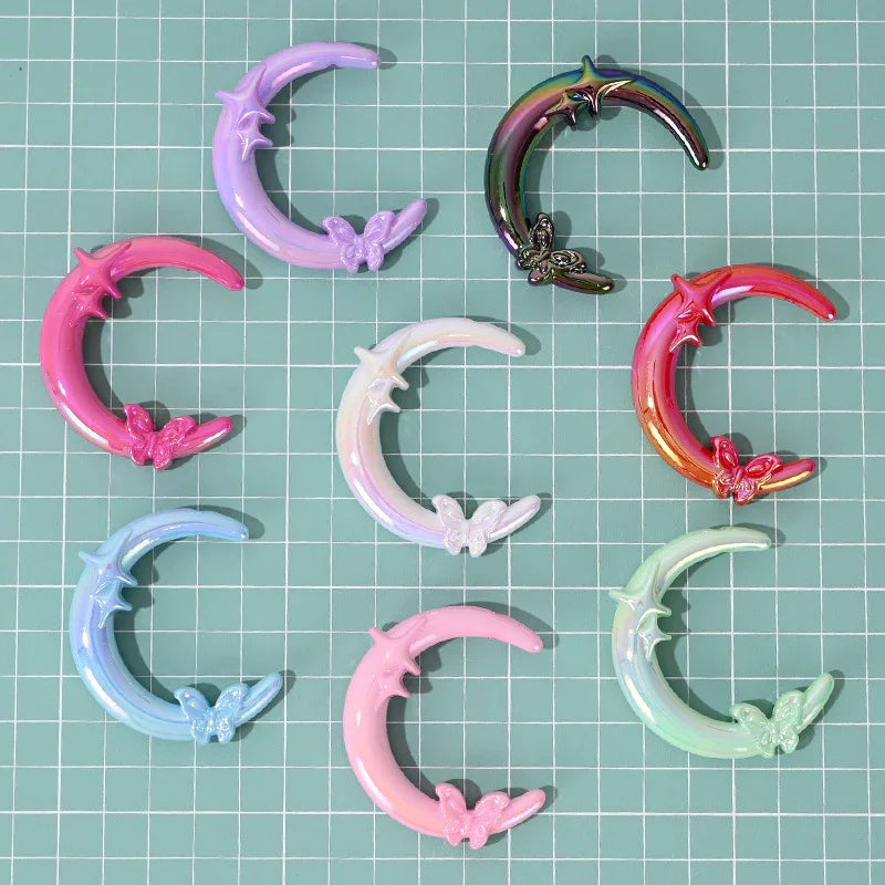 UV Plating Vertical Hole Moon with Butterfly Shaped Beads | DIY Sports Fan Bracelet & Keychain Craft Bead