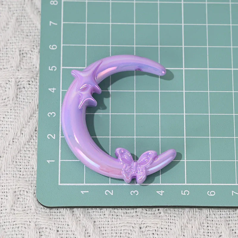 UV Plating Vertical Hole Moon with Butterfly Shaped Beads | DIY Sports Fan Bracelet & Keychain Craft Bead