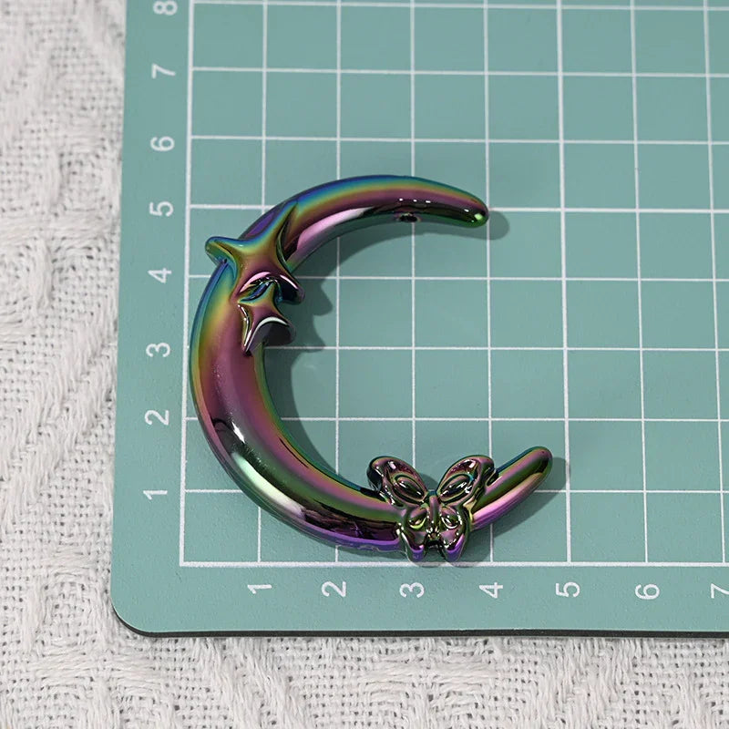 UV Plating Vertical Hole Moon with Butterfly Shaped Beads | DIY Sports Fan Bracelet & Keychain Craft Bead