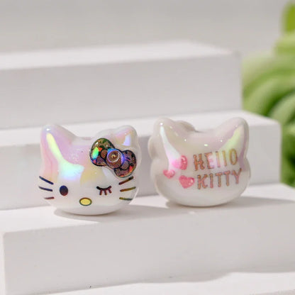 UV Color Plated Cute Three-Dimensional Cat's Head Straight Beads