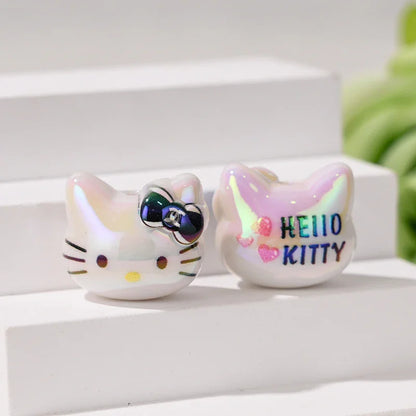 UV Color Plated Cute Three-Dimensional Cat's Head Straight Beads