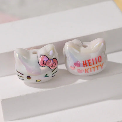UV Color Plated Cute Three-Dimensional Cat's Head Straight Beads