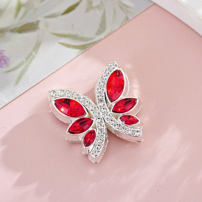 Diamond-encrusted Butterfly Metal Straight-hole Beads