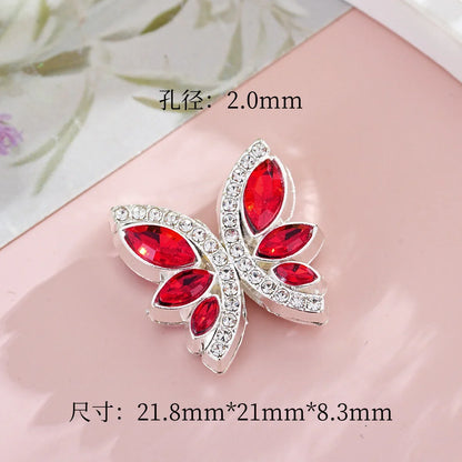 Diamond-encrusted Butterfly Metal Straight-hole Beads